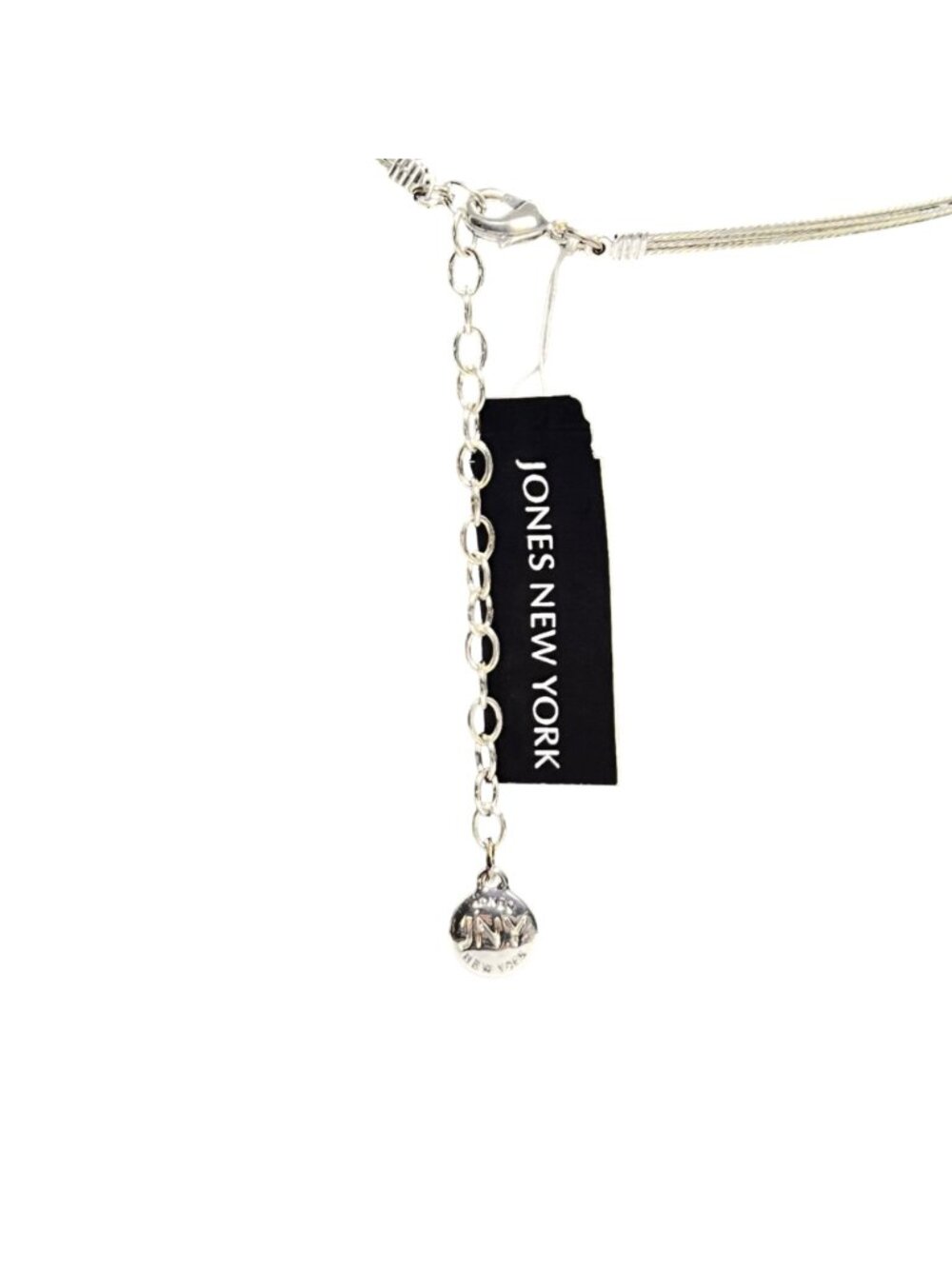 Jones New York 3 Strand Silver Tone Wire Necklace W/ Green Pendant (6346-1-2) - Picture 5 of 7